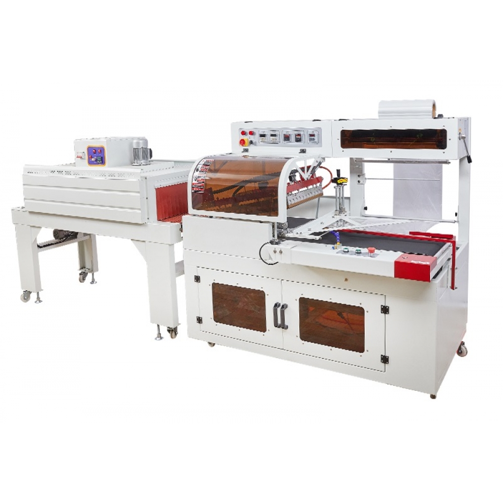 Automatic 450L sealing and cutting machine and BS4522 Shrink Tunnel Packager